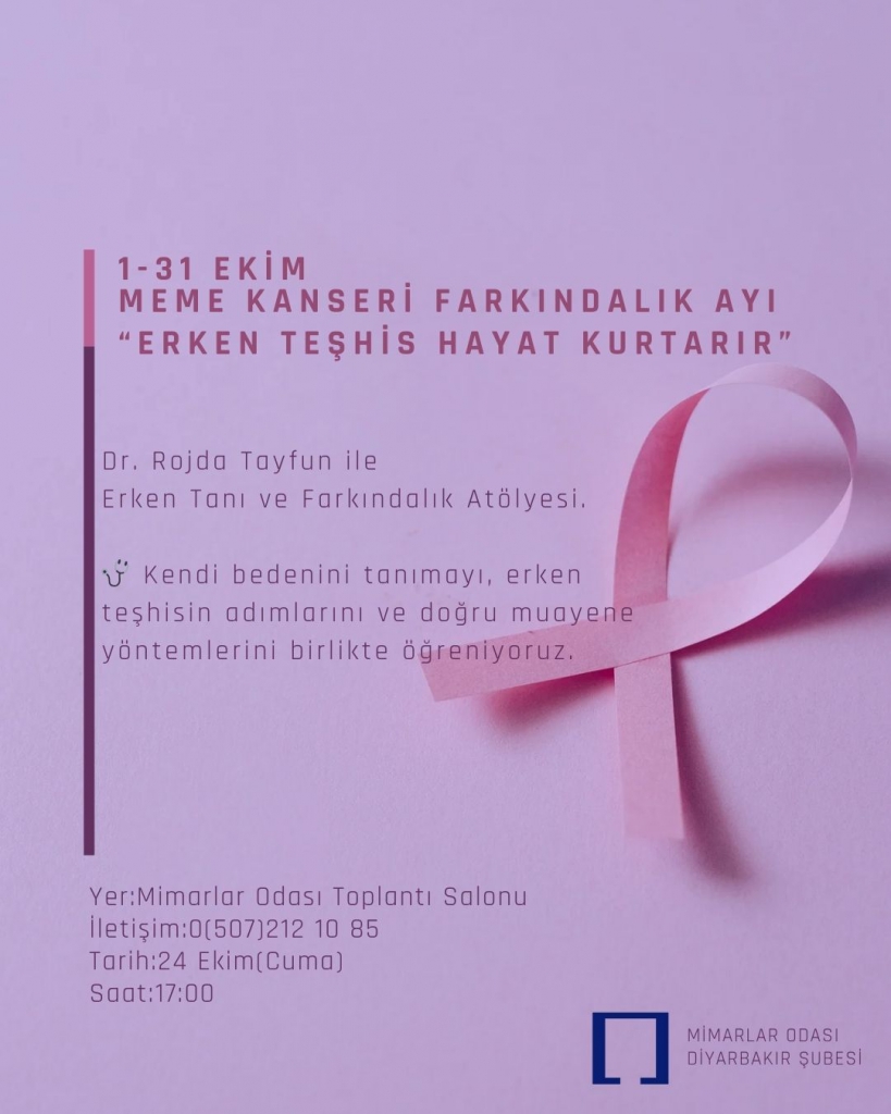 MEME KANSERİ ERKEN TANI VE FARKINDALIK ATÖLYESİ GERÇEKLEŞTİRİLECEKTİR.